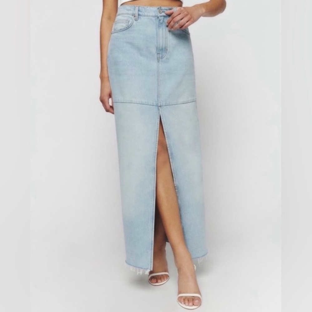 Reformation Light Blue Denim Jean Skirt